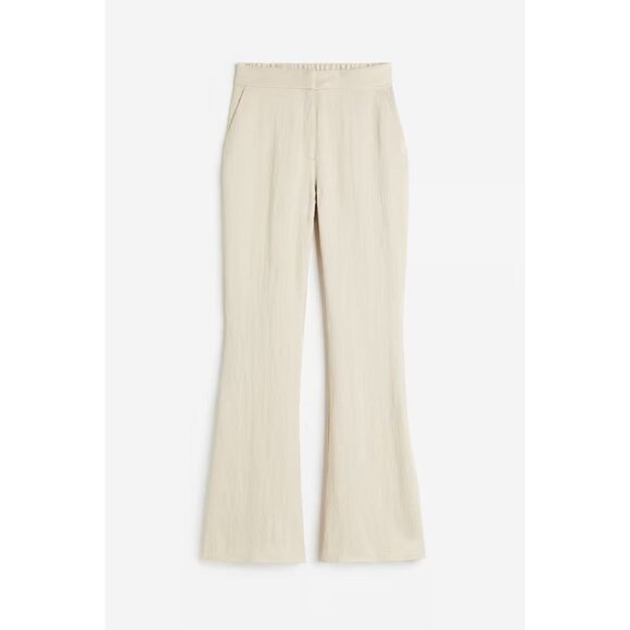 H&M Beige Trousers with Slits at Hem Recycled Polyester US Size 10 NWT - Picture 1 of 8